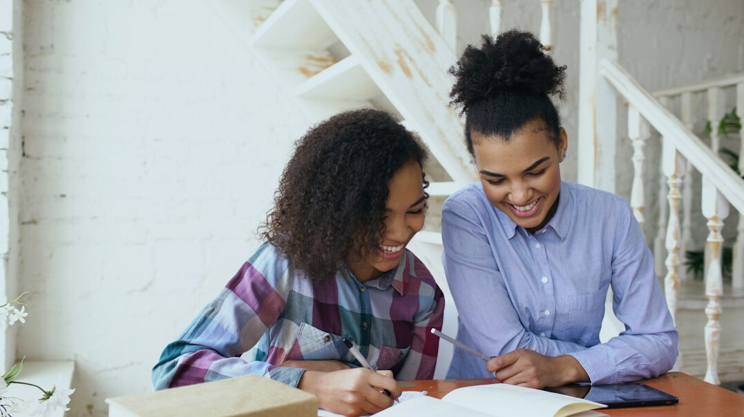 family reviewing expenses together