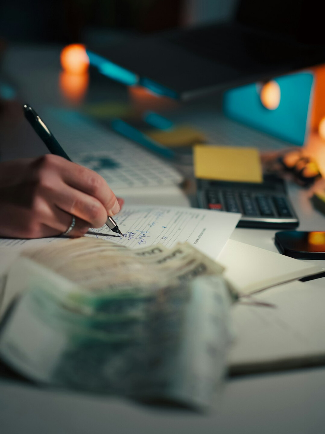 person reviewing budget papers